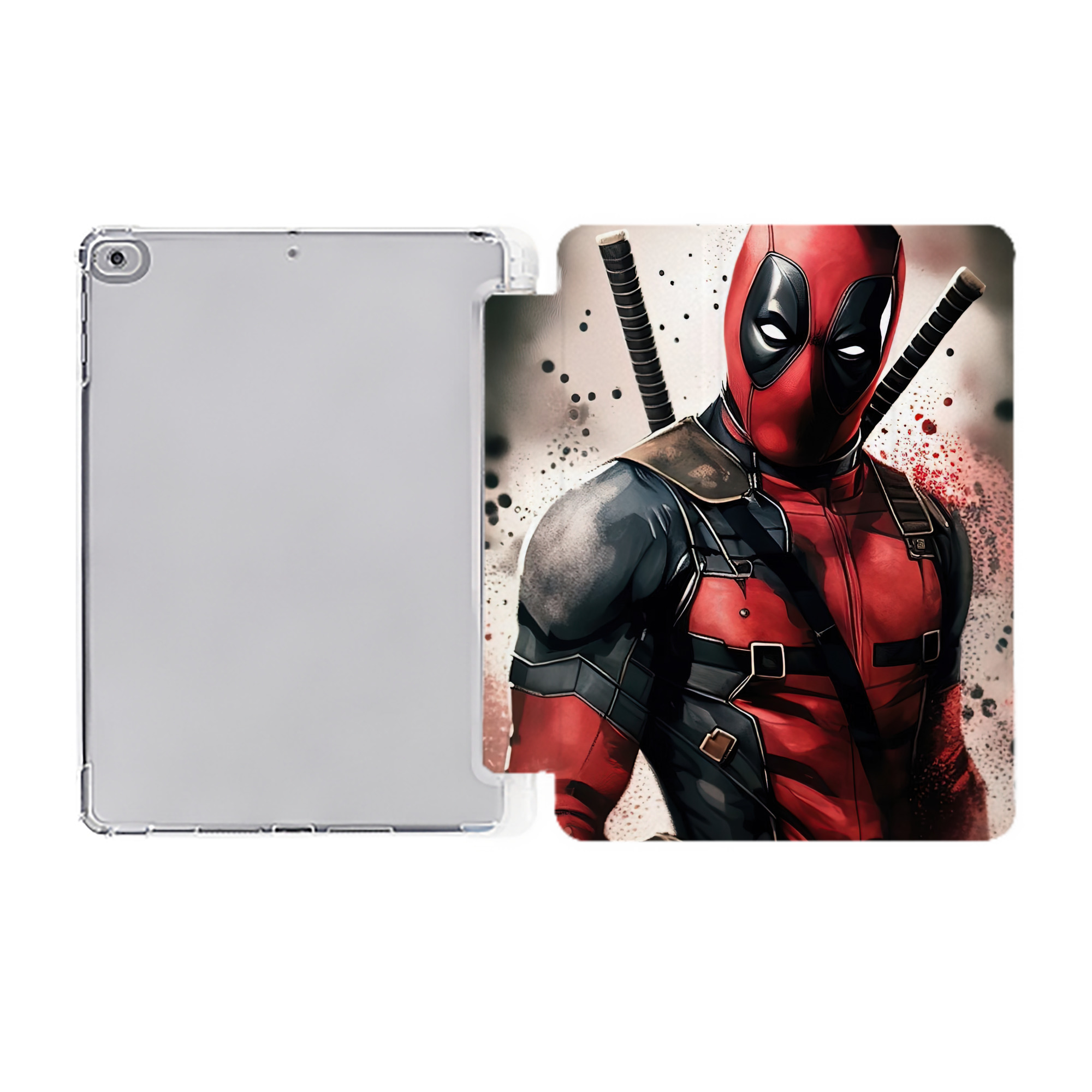 （画像用） Deadpool デッドプール IPad ケース ペン収納付き 三つ折りスタンド PUレザー×シリコン 対応機種9.5/10.5/10.9インチ